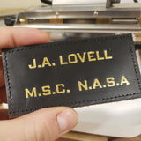 Leather GOLD ASTRONAUT - MSC NASA - Name Tag, NO Wings - CUSTOM