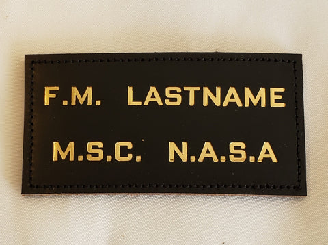 Leather GOLD ASTRONAUT - FULL CUSTOM - Name Tag, NO Wings