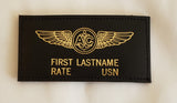 Leather GOLD USN Naval Aircrewman - Name Tag & Wings - CUSTOM
