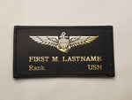 Leather WWII Style USN Name Tag & Wings - CUSTOM