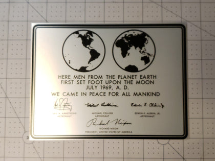 APOLLO 11 LUNAR PLAQUE - 6x8