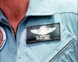 Leather SILVER USAF COMMAND PILOT ASTRONAUT Name Tag & Wings - CUSTOM